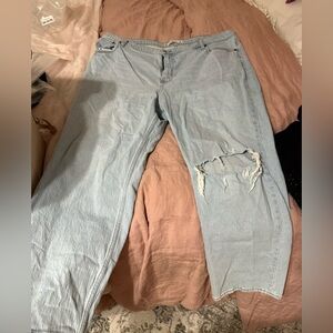 Light Blue Distressed Women's Abercrombie 90s Straight Jeans